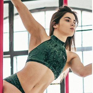 Dragonfly Polewear High Neck Velvet Crop Top